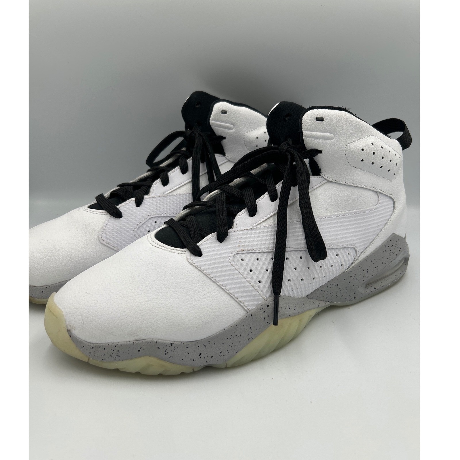 Jordan Max Aura 4 White Black Cement Grey Speckled Ar4430-101 Mens Size 14